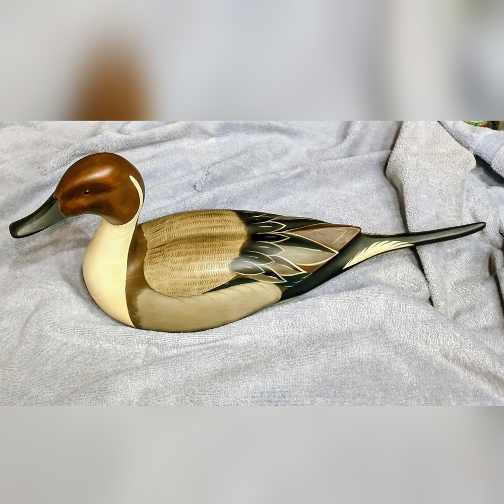 Elegant Wooden Duck Sculpture